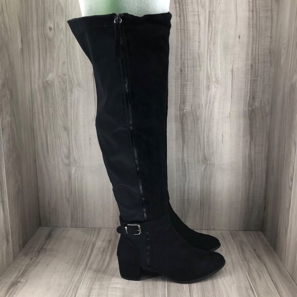 Angelina by de Blossom OTK Boots Women's Tiffany 8 Black Zip Over The Knee - Picture 1 of 10